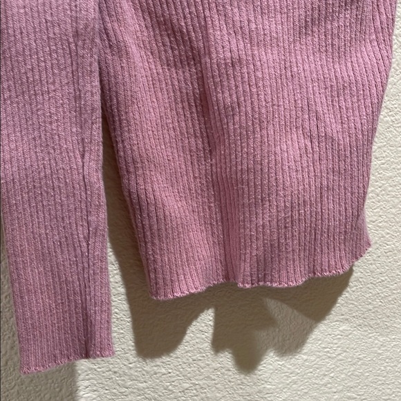 Pink Lace-Up Ribbed Knit Top - Picture 9 of 9